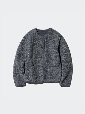 Uniqlo grey fleece cardigan